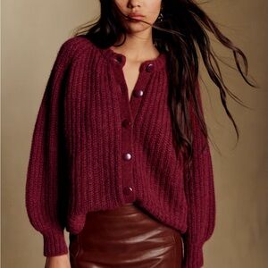 Sezane Emile Cardigan Burgundy - Size M